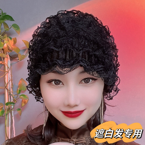 遮白发帽蕾丝帽时尚居家小帽