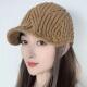 2025针织百搭宽松时尚 秋冬鸭舌帽遮白发手工针织保暖帽子 女士韩版