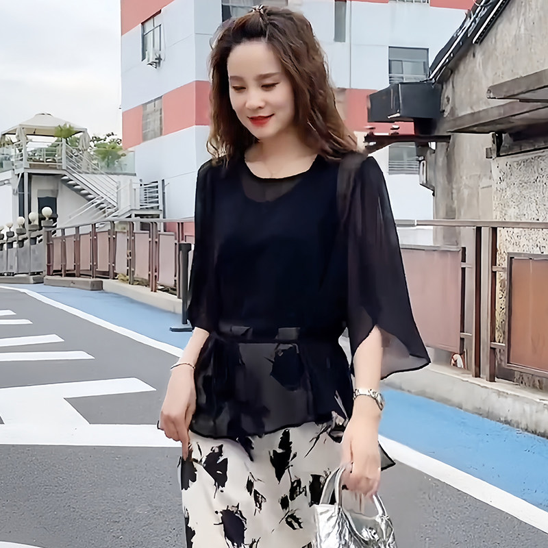 高级感黑色防晒罩衫女2026夏季新款减龄时尚衬衫薄纱外穿冰丝网纱