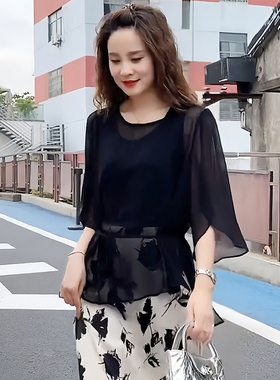 高级感黑色防晒罩衫女2026夏季新款减龄时尚衬衫薄纱外穿冰丝网纱