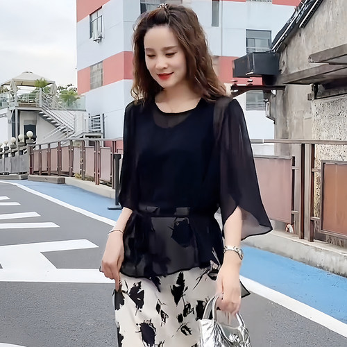 高级感黑色防晒罩衫女2026夏季新款减龄时尚衬衫薄纱外穿冰丝网纱