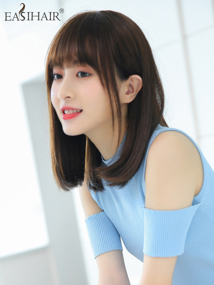 Wig Female long hair Summer simulation real hair wig Natural full head cover type long hair Full real hair wig set