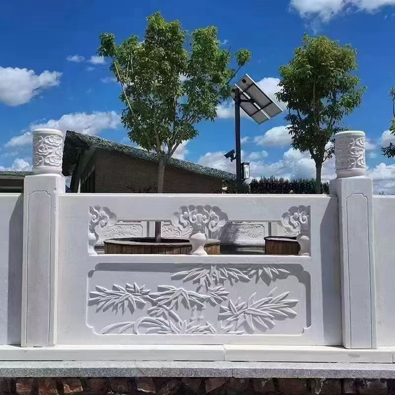 石雕汉白玉栏杆花岗岩栏板河道护栏石栏杆户外庭院仿古中式石围栏