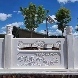 石雕汉白玉栏杆花岗岩栏板河道护栏石栏杆户外庭院仿古中式石围栏