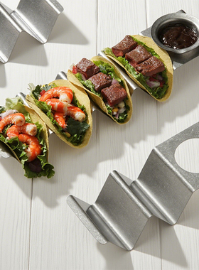 复古墨西哥卷饼架餐厅玉米TacoHolder架饼架不锈钢薄饼架塔可饼架
