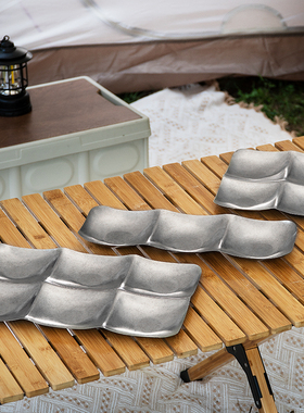 复古不锈钢盘子工业风分格盘家用装饰盘商用做旧餐具干果盘水果盘