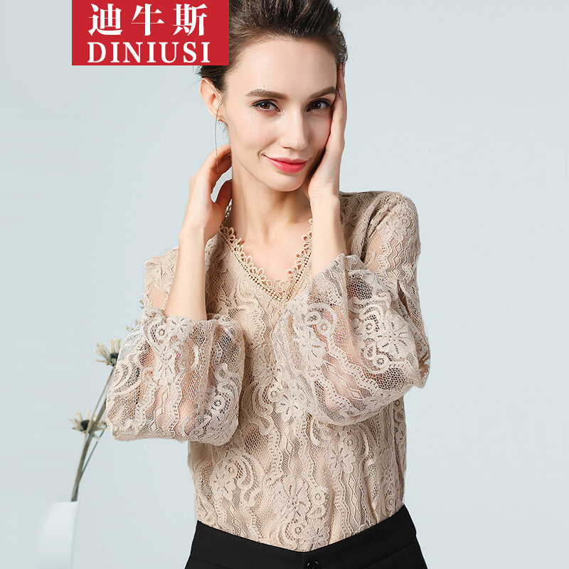 【品牌特卖】迪牛斯 2018秋装新款v领宽松显瘦蕾丝衫上衣 FS 杏色|msdalam kategori mod main/animasi/Zhou Bian/cos/permainan papan, kostum cosplay/props/perkhidmatan, Wanita Cosplay - dari Buy2taobao.com untuk memberikan perkhidmatan ejen Taobao profesional membeli