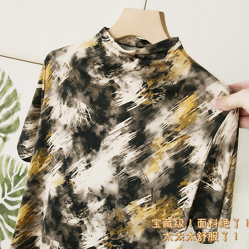 高端柜品！说真的，重磅真丝针织T，真的很少！半高领晕染T恤女夏