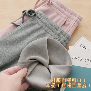 保暖休闲裤 穿过版 加绒居然能这么显瘦 卫裤 女小个子冬 型坠好