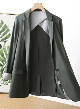 6A出口级重磅真丝！上身就是神奇的高及！宽松女九分袖中长款西装