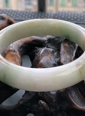 自然光实物拍/56圈缅甸天然翡翠A货正圈手镯59.64g老坑带证书正装