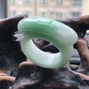 自然光实物拍/缅甸天然翡翠A货圈口20mm23号马鞍戒指/指环16.54g