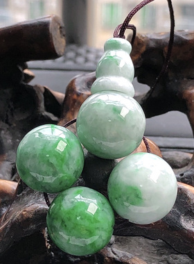 自然光实物拍/缅甸天然翡翠A货满色三通佛头佛珠一套21.45g佛珠套