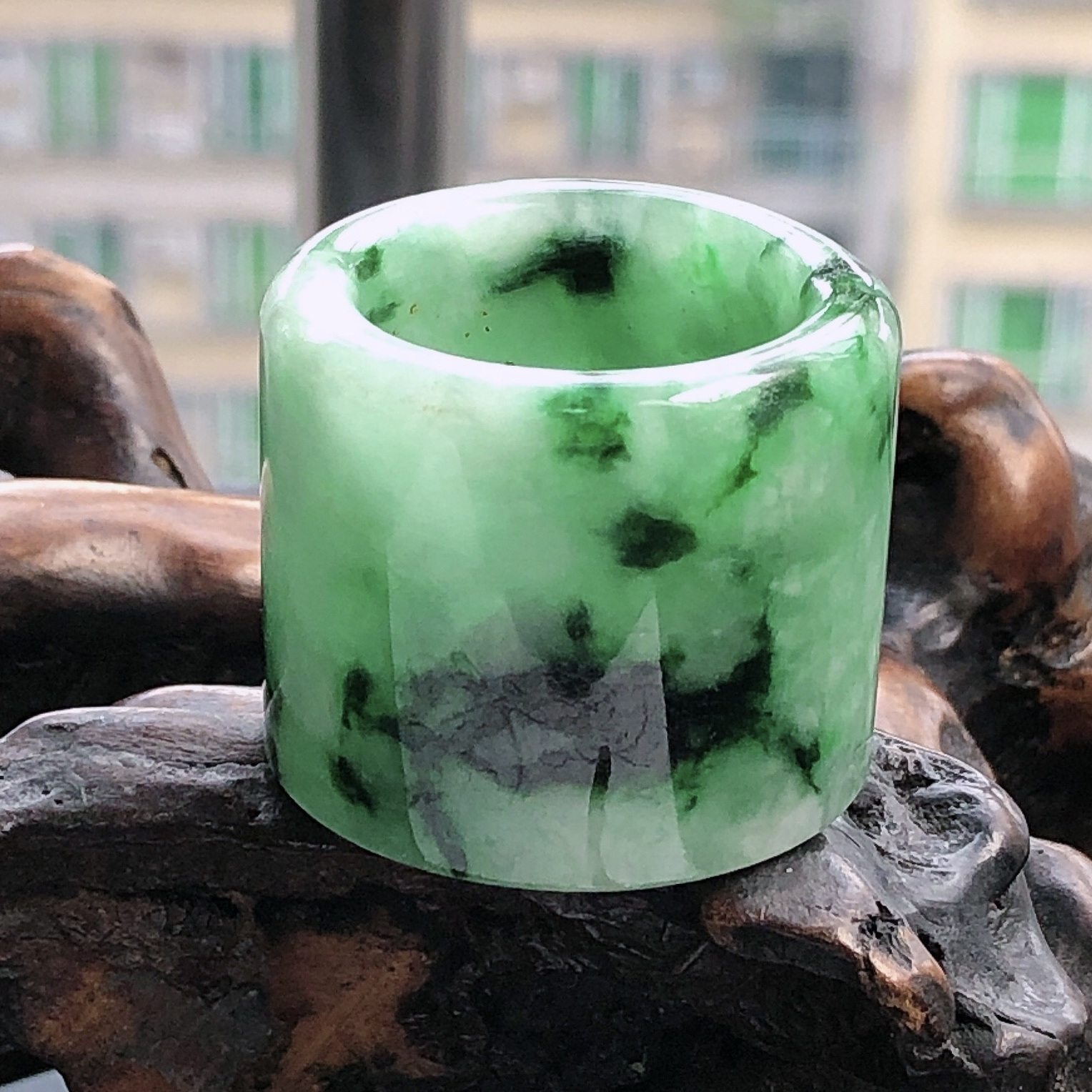 缅甸天然翡翠A货28号扳指/戒指