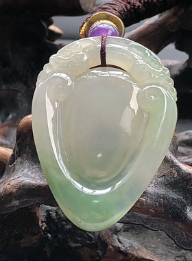 自然光实物拍摄/缅甸天然A货翡翠福至心灵吊坠挂件7.91g老坑证书