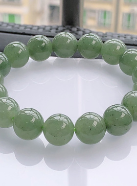 自然光实物拍/缅甸天然翡翠A货满色圆珠手链手串52.22g老坑料带证