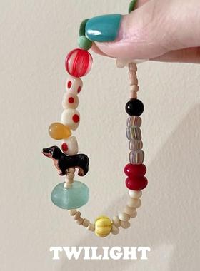 彩色多巴胺串珠小众高颜值手链
