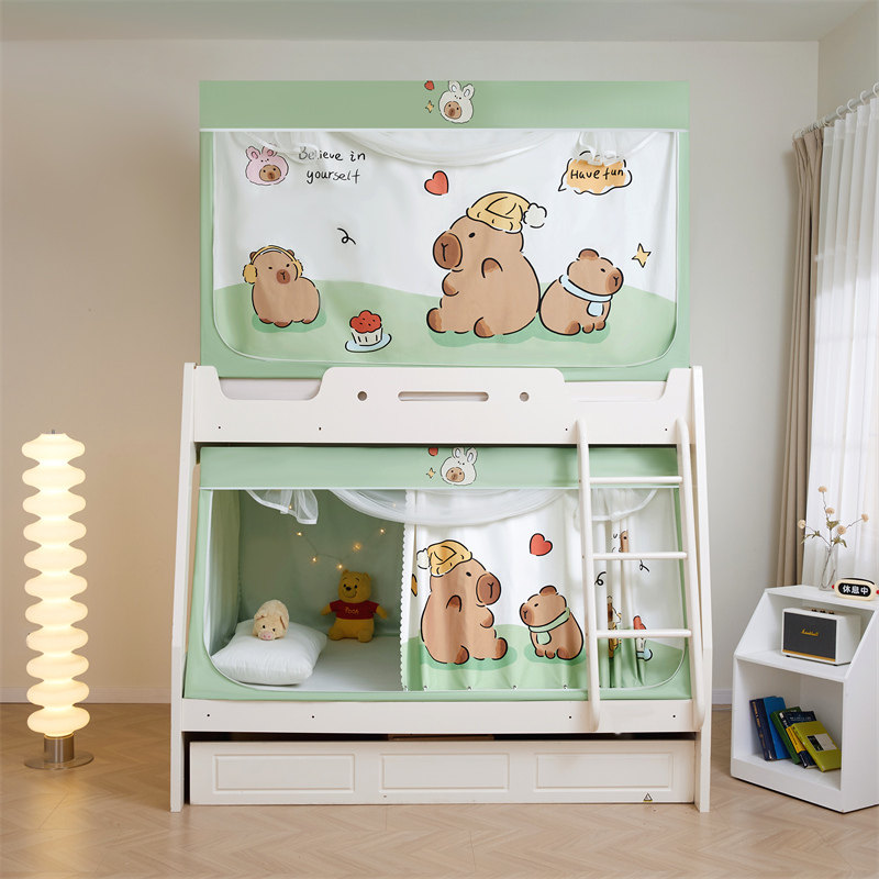 新款小房子城堡子母床遮光床帘蚊帐上下铺专用梯形高低双层床帐篷