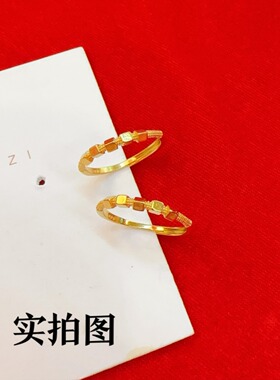 金色小方糖珠戒指小众设计轻奢百