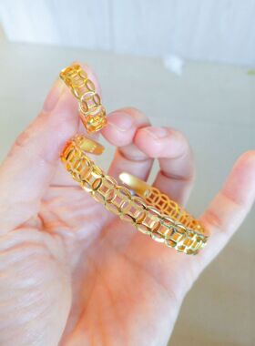 新款黄铜镀金钱币手镯越南沙金戒