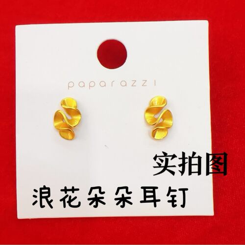浪花朵朵耳钉小众耳夹耳饰港风轻