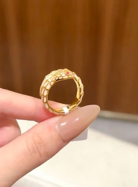 越南沙金珐琅灵蛇戒指本命年生肖