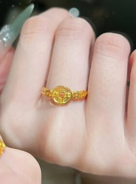 越南沙金活口戒指女款气质玫瑰花