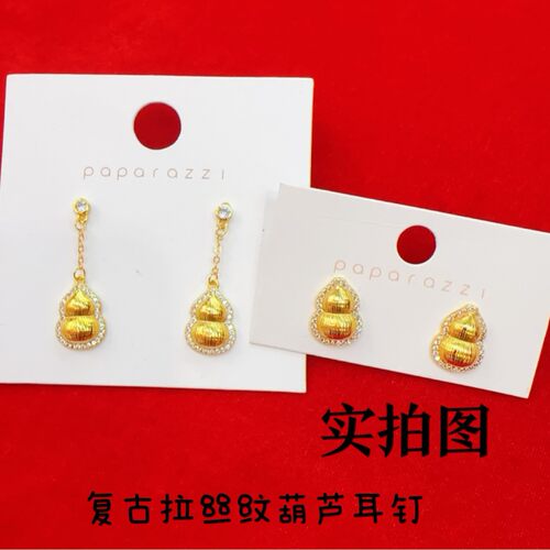 古法点钻拉丝葫芦金色戒指女轻奢