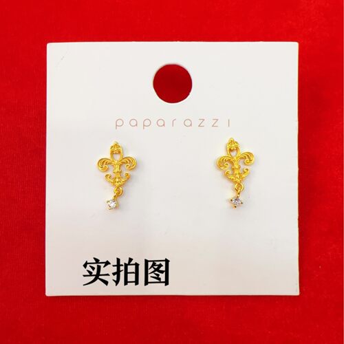 黄金色鸢尾花耳环古法仿越南沙金