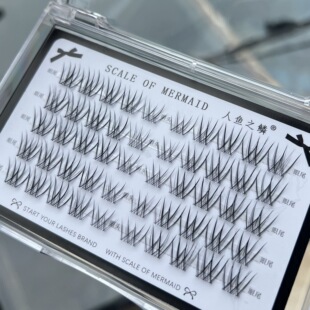 韩系磨尖大女主假睫毛透明梗自然交叉V型灵动蝶系眼尾拉长眼睫毛