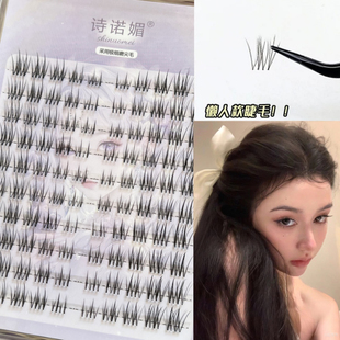 诗诺媚D08加密V型毛流感睫毛自然上镜款细梗漫画分段式单簇妈生感