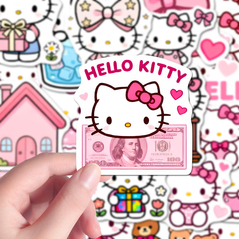 96张kitty贴纸热门粉色HelloKitty猫可爱三丽鸥儿童涂鸦装饰桌面