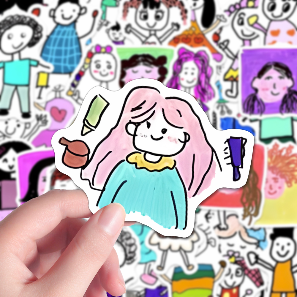 108张幼儿表征小人贴卡通可爱卡通手绘小人简笔画环创素材diy桌面