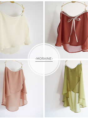 Moraine梦莲芭蕾一片式弹力系带半透纱裙短长款  米棕橘黄绿色系