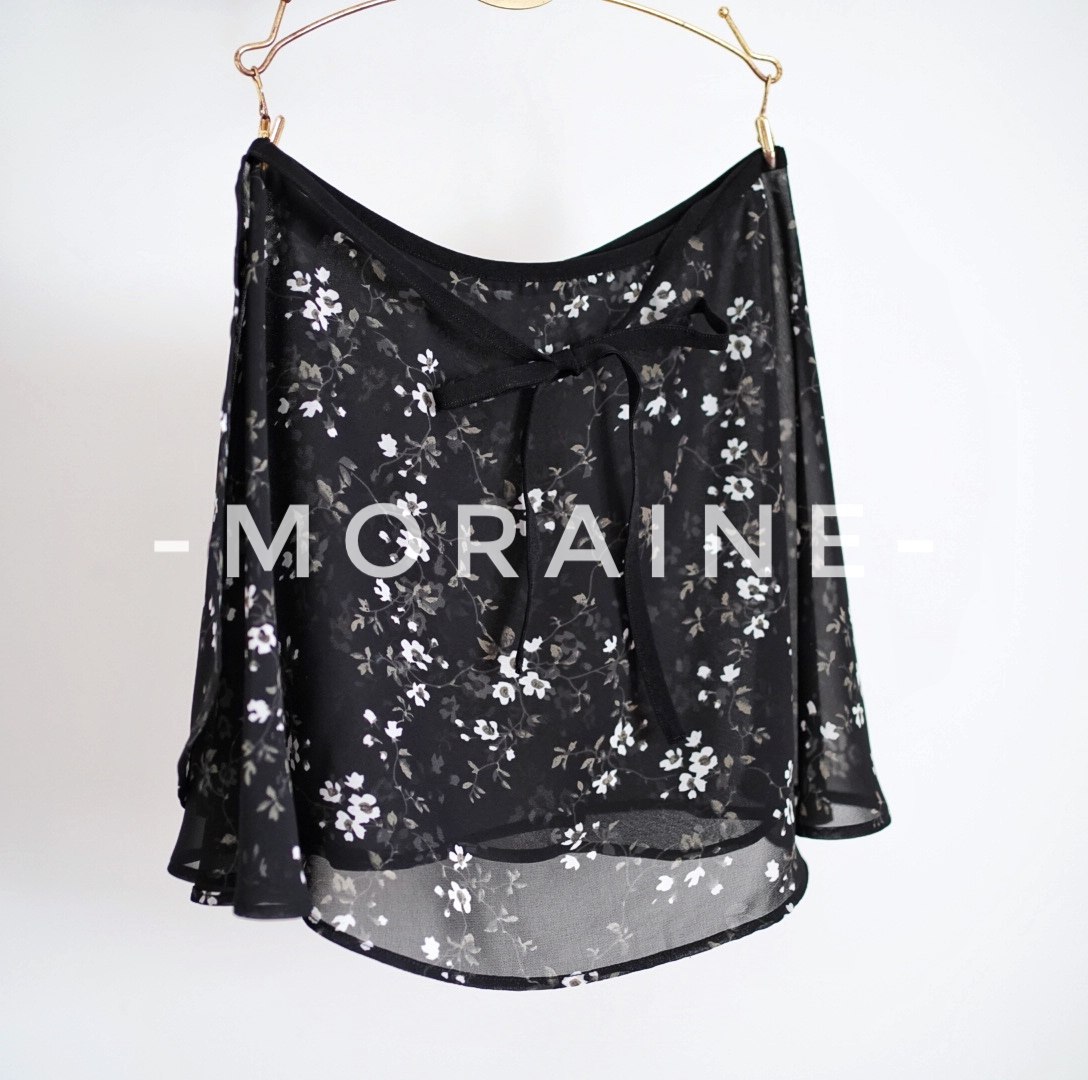 moraine梦莲芭蕾成人款弹力系带前短后长法式小碎花雪纺体服纱裙