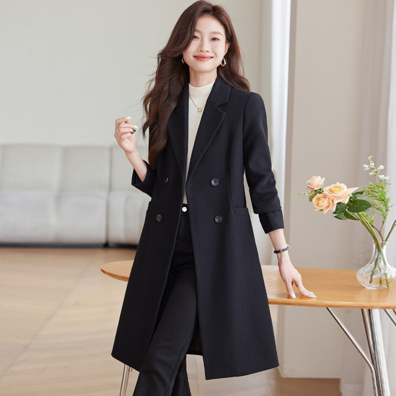 高端职业毛呢外套女时尚空姐制服酒店前台工作服羊毛大衣接待正装