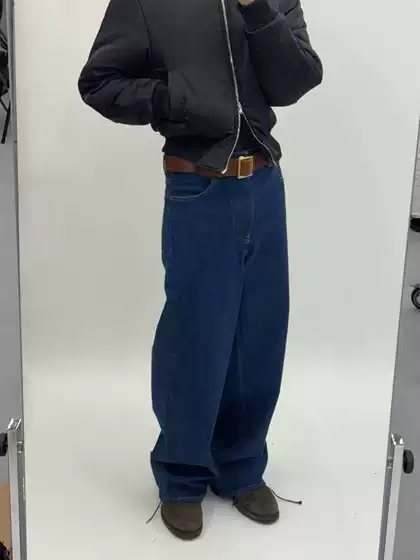 Vujade 009 Wes Washed Dark Blue Raw Denim Kenijiam Same Style Vintage Loose Jeans Vibe Style