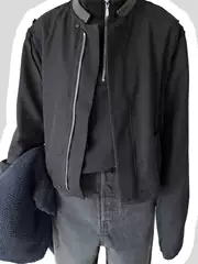 Vujade 008 Wool Blend Eva Bomber Fringed Distressed Leather Kenijima Same Style Short Jacket