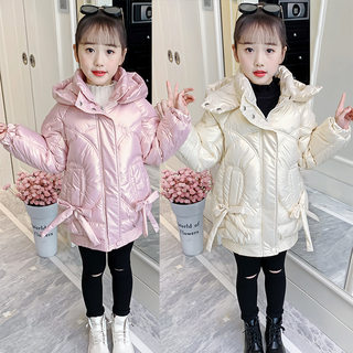 女童冬装棉衣外套2022新款女童韩版棉袄中长款儿童洋气羽绒棉服