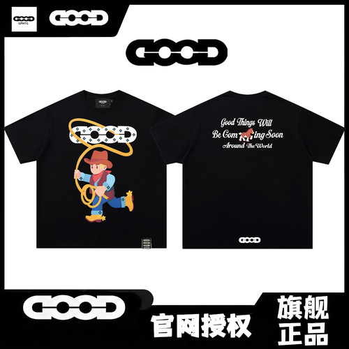 GOOD BRAND官网旗舰店马年短袖T恤男女卡通纯棉国潮牌夏季高版本