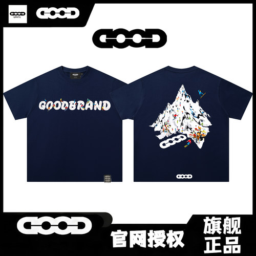 GOODGOOD2026S美式趣味雪糕雪山印花拉浆滑雪短袖T恤男女同款