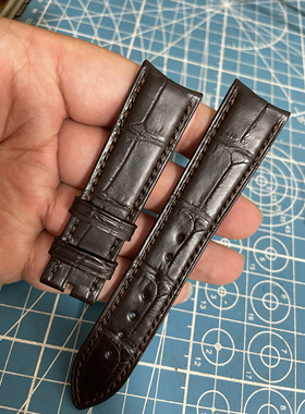 原装江诗丹顿传承双面短吻鳄鳄鱼表带弯口深棕黑色皮带表带81180