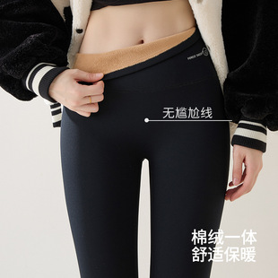 保暖加绒外穿瑜伽裤 2436 高腰提臀加厚羊驼绒鲨鱼裤 新款 女 秋冬季
