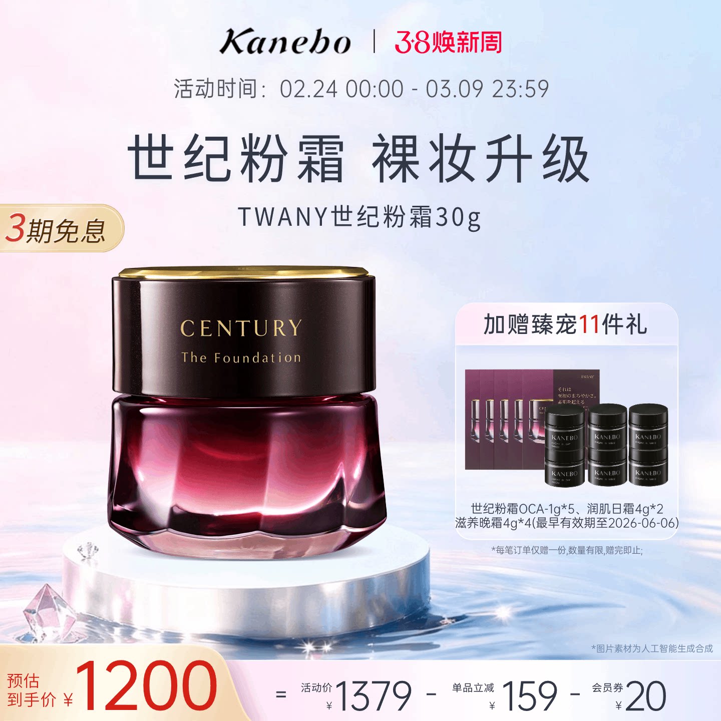 【38现货】Kanebo嘉娜宝粉霜TWANY世纪粉底霜养肤遮瑕旗舰店