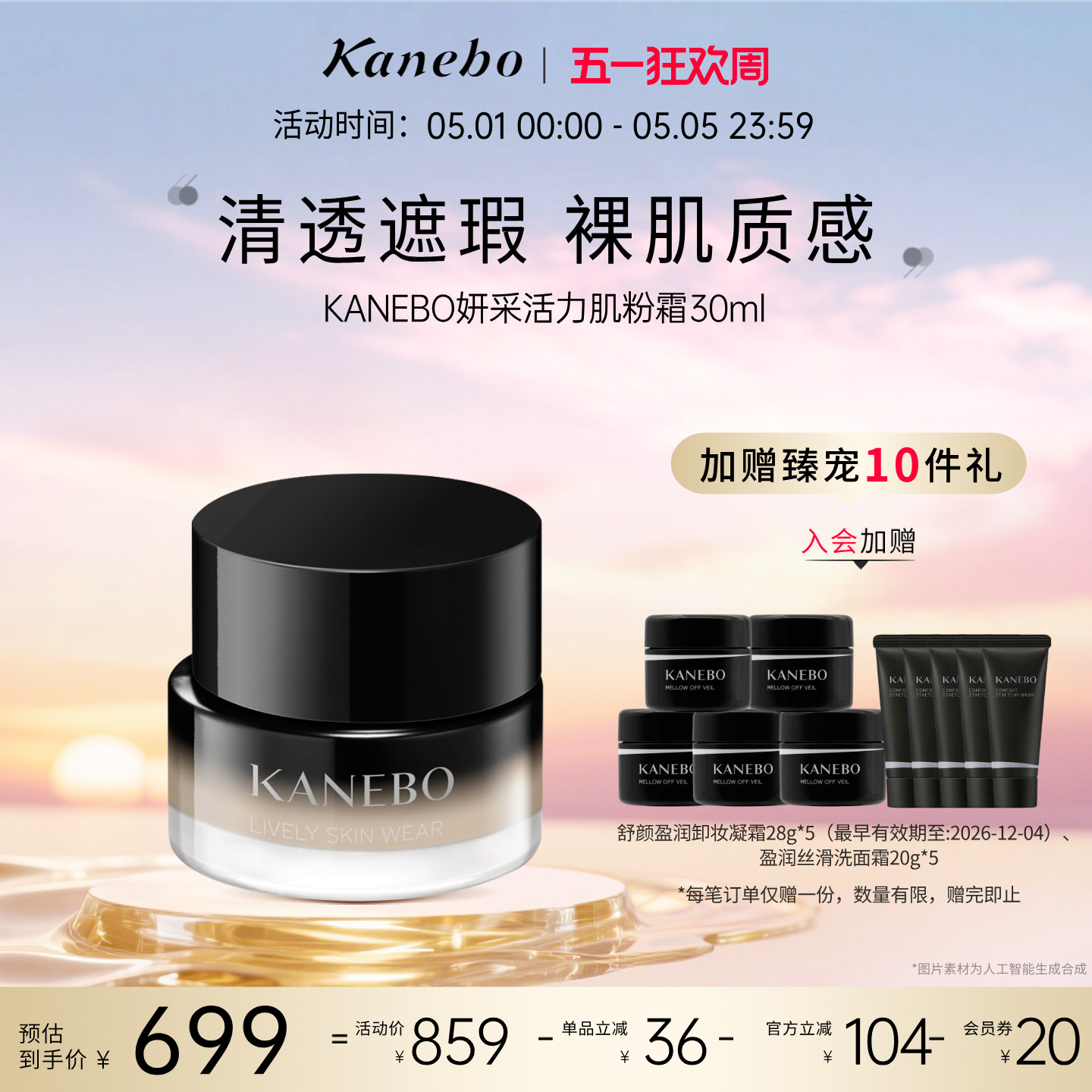 KANEBO嘉娜宝佳丽宝妍彩活力肌粉霜2.0裸肌妆效新品自然底妆