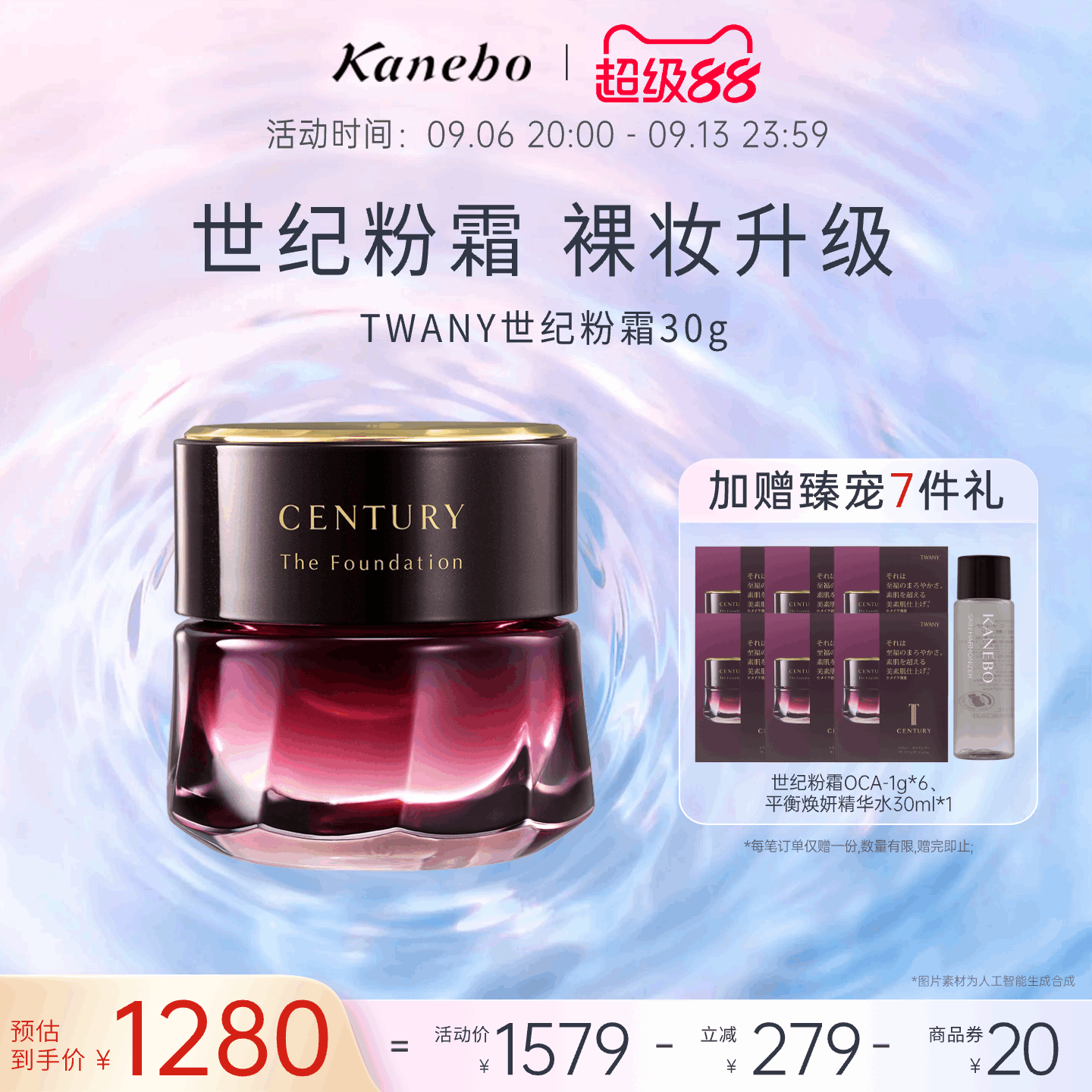 Kanebo嘉娜宝粉霜TWANY世纪粉底液养肤遮瑕持妆干皮奶油肌妆效30g图片