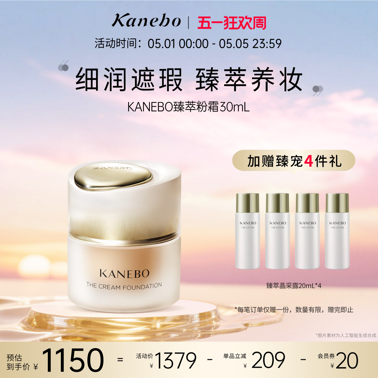 Kanebo嘉娜宝粉霜臻萃粉底霜贵妇养肤粉底液控油持妆遮瑕自然妆效
