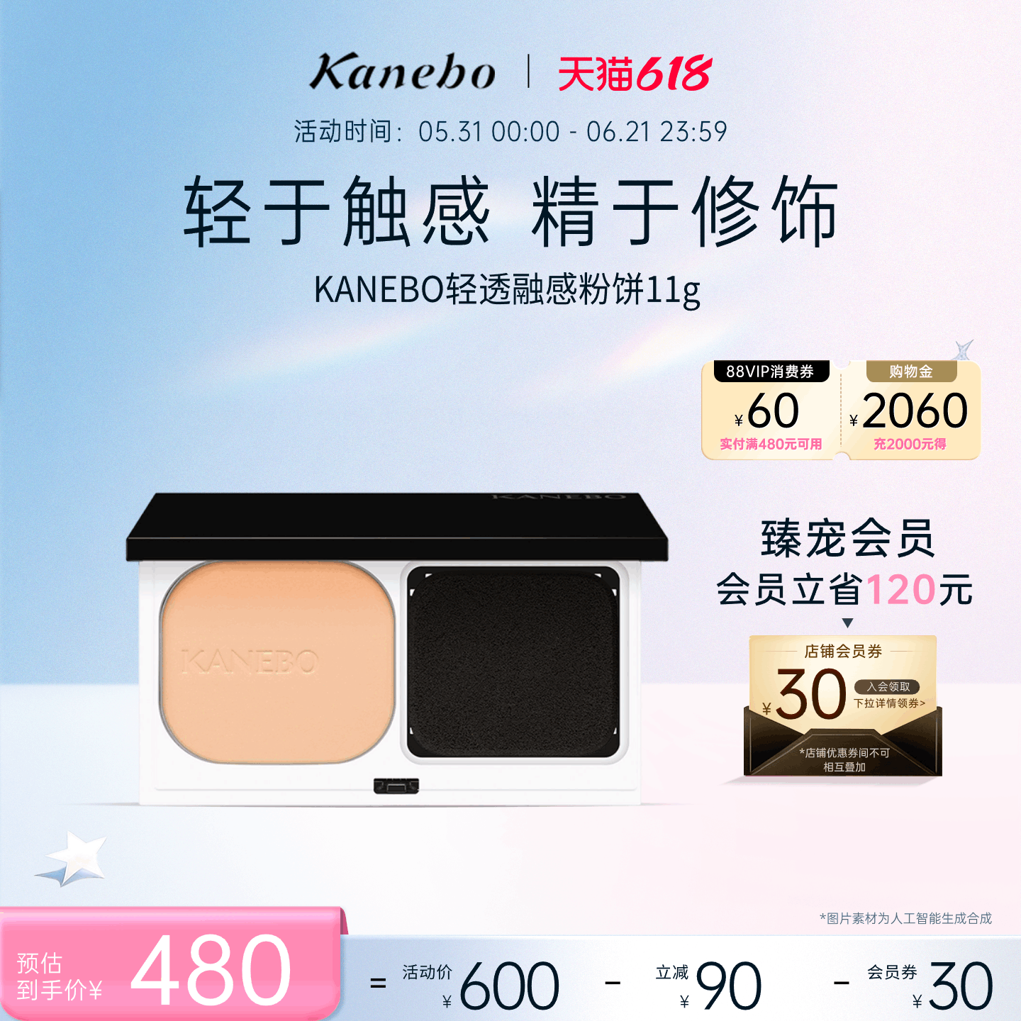 Kanebo嘉娜宝佳丽宝轻透融感粉饼定妆持久遮瑕粉底定妆官方旗舰店