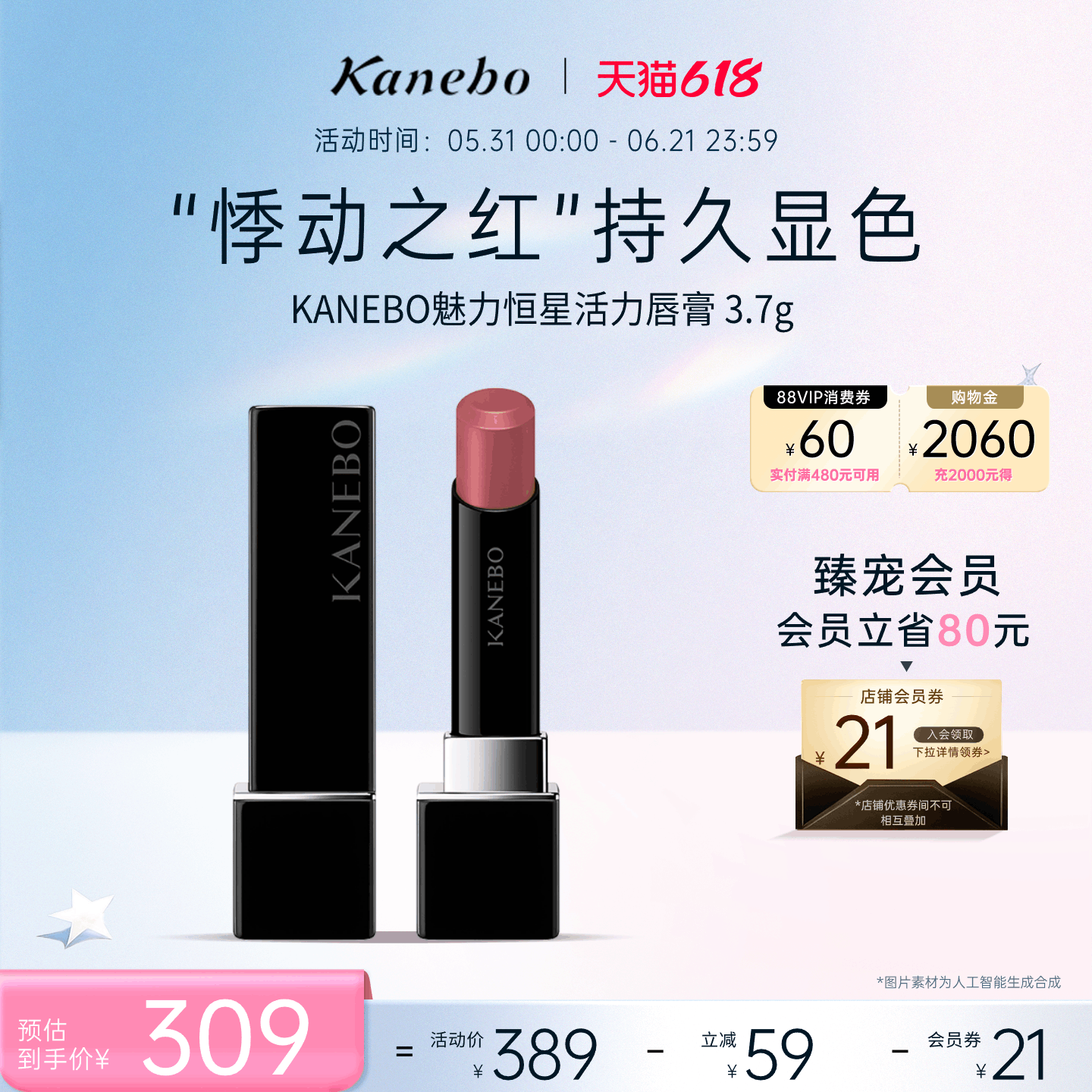 KANEBO嘉娜宝魅力恒星活力唇膏多色新品滋润亮泽口红持久显色