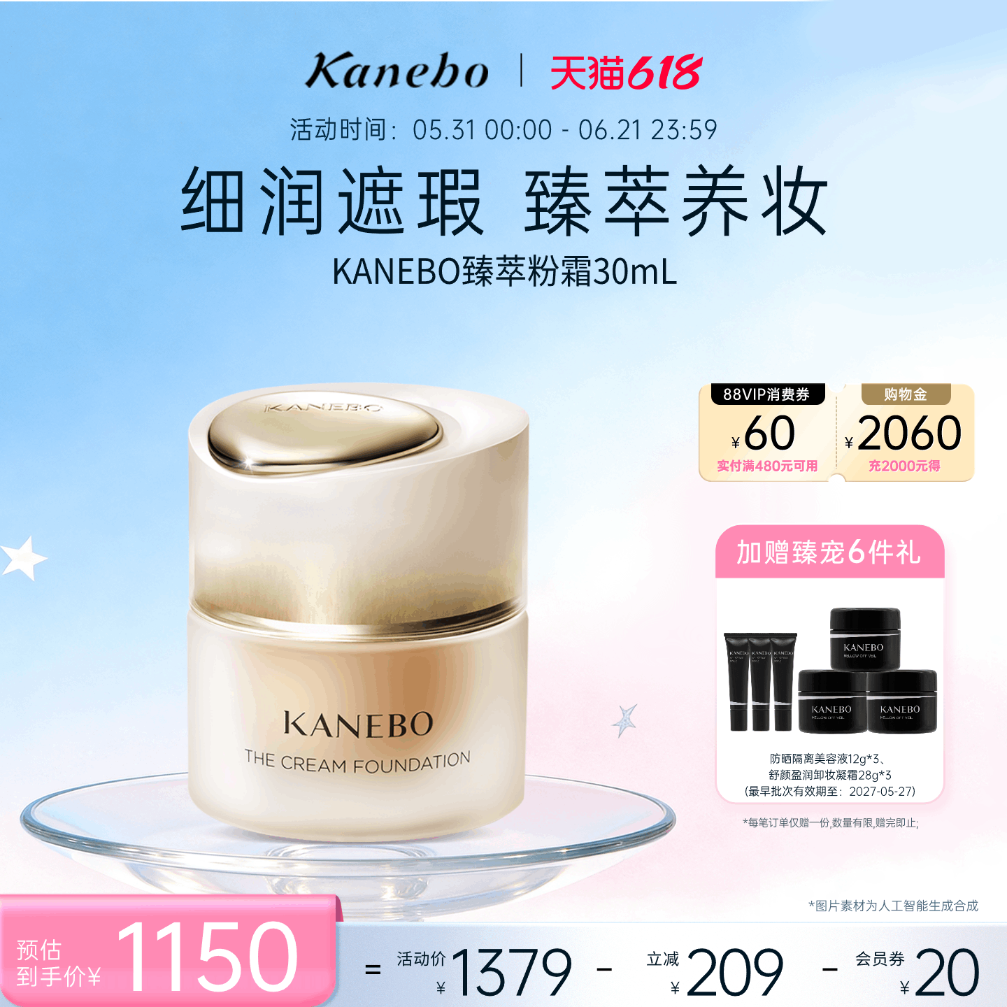 【618狂欢节】Kanebo嘉娜宝粉霜臻萃粉底霜贵妇养肤控油持妆遮瑕